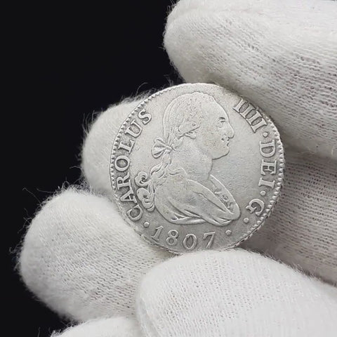 1807 MFA 2 Reales Spain Coin Charles IV Silver Madrid Mint