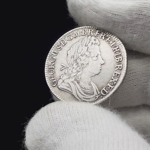 1723 Shilling George I Coin UK Silver SS and C in angles First Bust