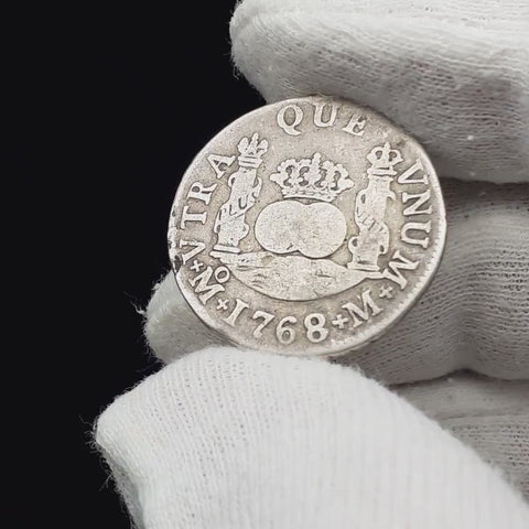 1768 M 2 Reales Mexico Coin Carlos III Spain Silver Mexico Gift Antique Treasures and Collectibles for History Enthusiasts