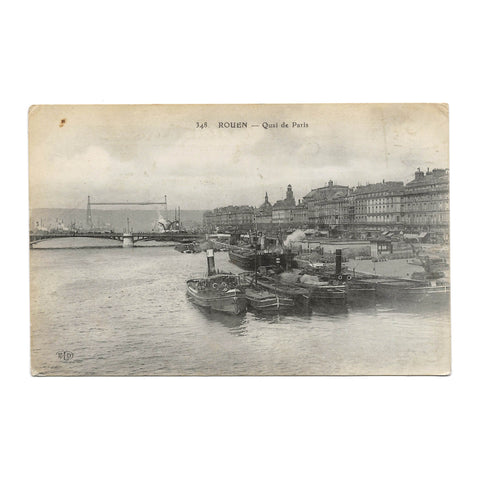 Quai de Paris, Rouen France 1915 Antique Postcard