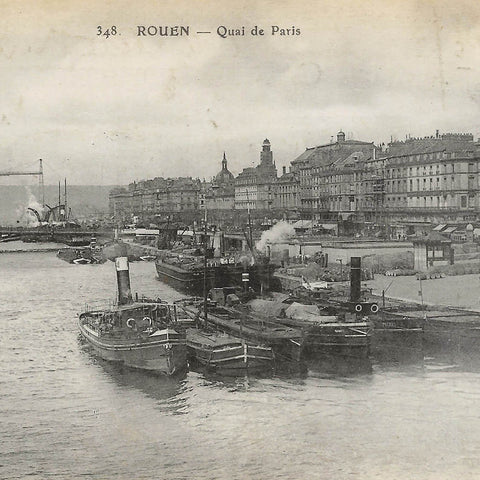 Quai de Paris, Rouen France 1915 Antique Postcard