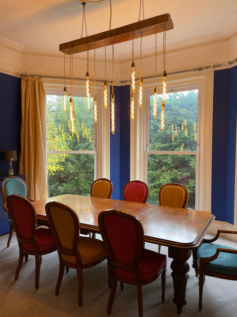 Quintriplet Oak Beam Chandelier