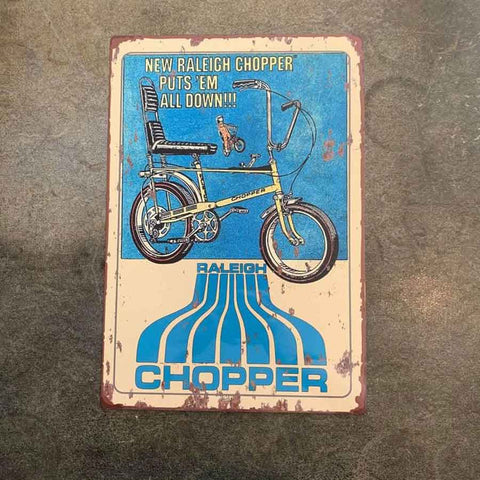 Retro Metal Advertising Raleigh Chopper Sign