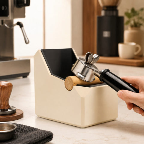 Rectangular Coffee Knock Box with Real Oak Knock Bar