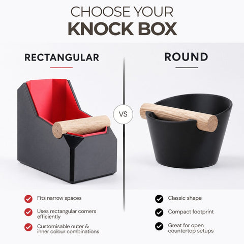 Rectangular Coffee Knock Box with Real Oak Knock Bar