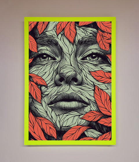 Red Leaves Face Framed Print