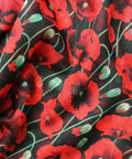 Red Poppy Floral Scarf – Lightweight Viscose – 180x90 cm