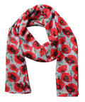 Red Poppy Floral Scarf – Lightweight Viscose – 180x90 cm