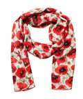 Red Poppy Floral Scarf – Lightweight Viscose – 180x90 cm
