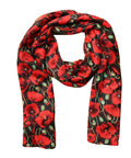 Red Poppy Floral Scarf – Lightweight Viscose – 180x90 cm