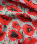 Red Poppy Floral Scarf – Lightweight Viscose – 180x90 cm