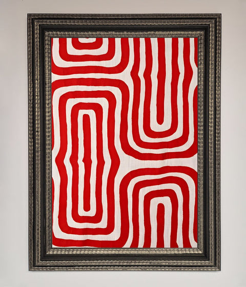 Red Waves Abstract Art Framed Poster