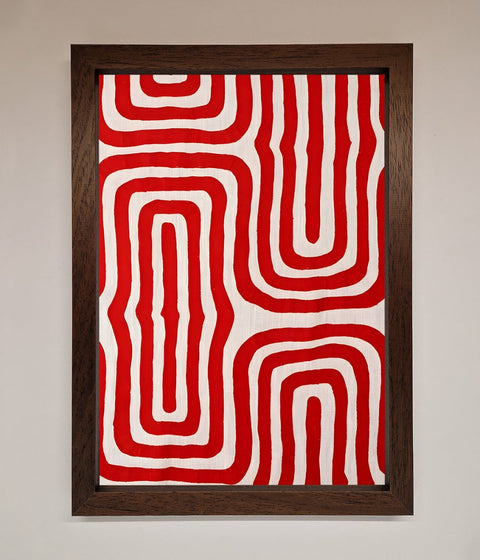 Red Waves Abstract Art Framed Poster