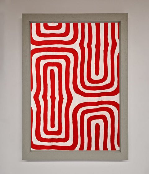 Red Waves Abstract Art Framed Poster