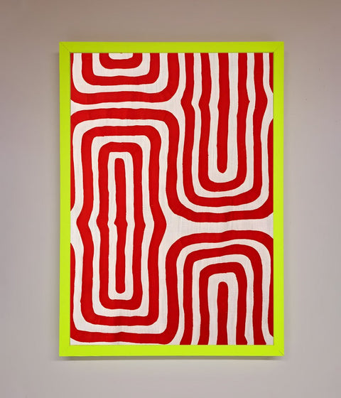 Red Waves Abstract Art Framed Poster