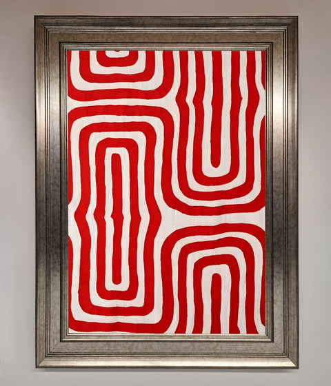 Red Waves Abstract Art Framed Poster