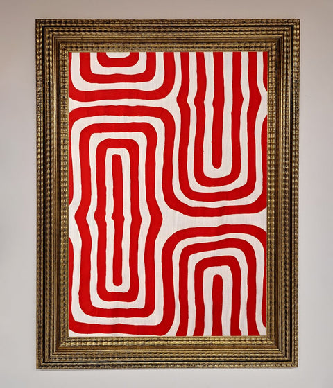 Red Waves Abstract Art Framed Poster
