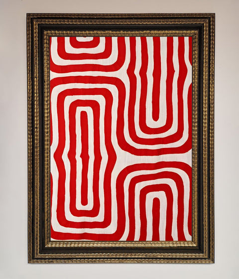 Red Waves Abstract Art Framed Poster