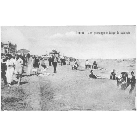 Rimini, Italy – Beach in Rimini Postcard Early 20th Century