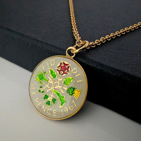 Sixpence (1953-1967) - Enamelled Coin Necklace