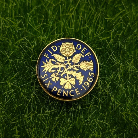 Sixpence (1953-1967) - Enamelled Coin Golf Ball Marker