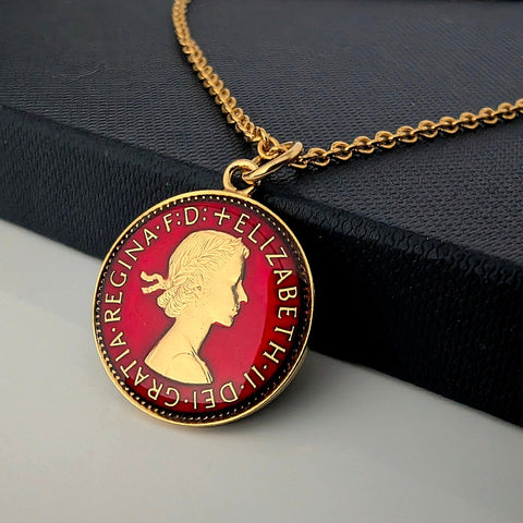 Wren Farthing (1937-1956) - Enamelled Coin Necklace