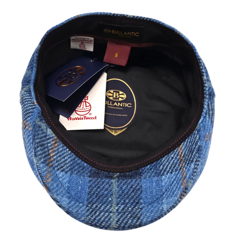 Gladwin bond Light Blue Tartan Harris tweed Flat Cap