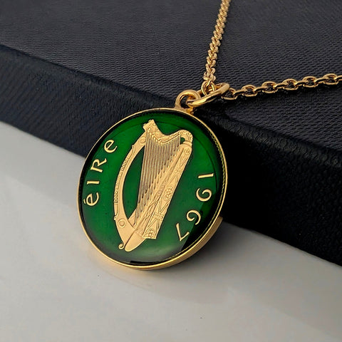Irish Sixpence - Enamelled Coin Necklace