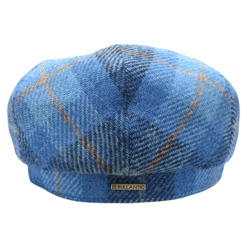 Gladwin bond Light Blue Tartan Harris tweed Flat Cap