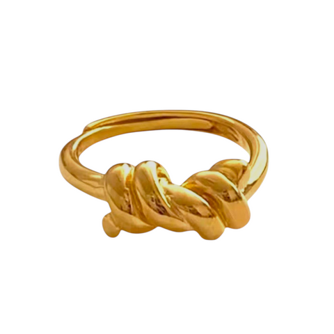 Bague Ameya à nœud torsadé, argent plaqué or 18 carats, design croissant ajustable