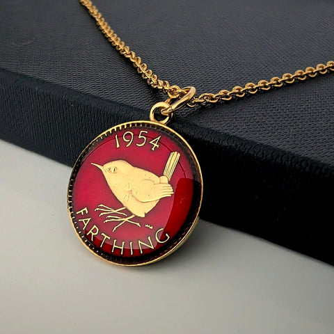 Wren Farthing (1937-1956) - Enamelled Coin Necklace