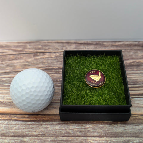 Wren Farthing (1937-1956) - Enamelled Coin Golf Ball Marker