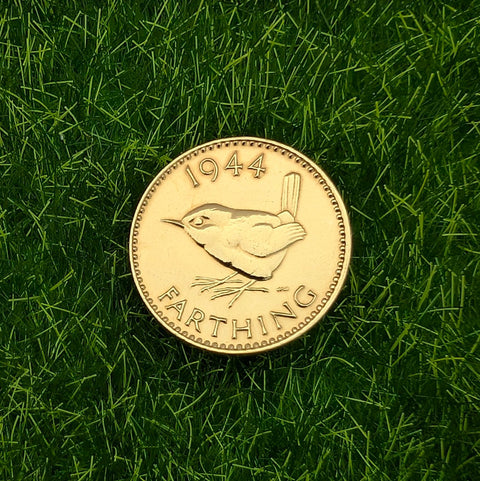 Wren Farthing (1937-1956) - Gold Plated Coin Golf Ball Marker