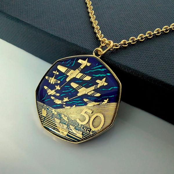 D-Day Fifty Pence - Enamelled Coin Necklace
