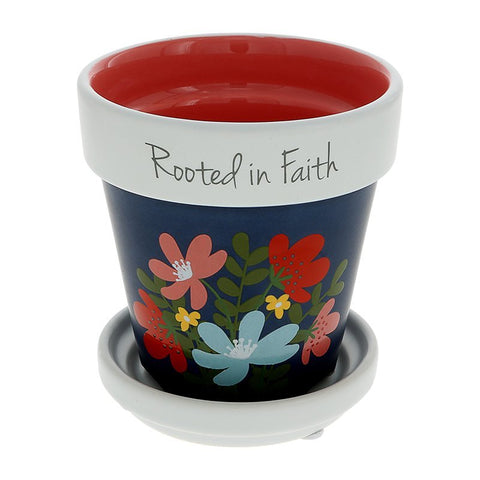 Rooted in Faith Pot with Tray