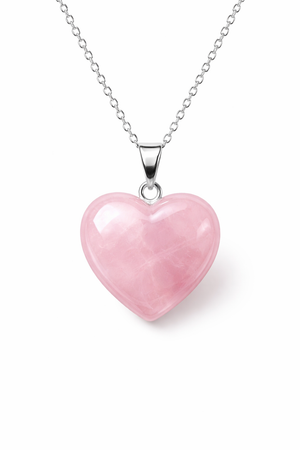 Sterling Silver Rose Quartz Heart Pendant