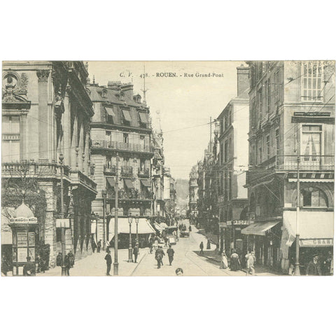 Rouen, France – Rue Grand - Pont – Postcard Early 20th Century