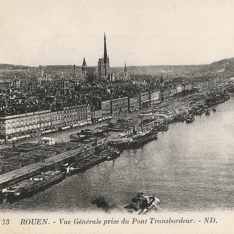 Rouen – General View from Pont Transbordeur France Vintage Postcard