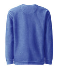 Unprinted back of the royal blue Buddha Is My Homeboy oversized cord sweatshirt, showing its textured cotton fabric.