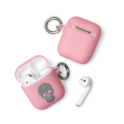 Cat Skull TPU case for AirPods 1st and 2nd generation in Pink, front with skull made from tiny cat faces – view 5