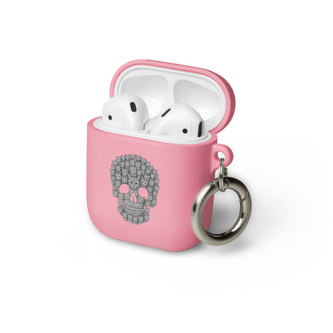 Cat Skull TPU case for AirPods 1st and 2nd generation in Pink, front with skull made from tiny cat faces – view 7