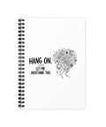 Front of the Overthink This ruled spiral notebook with black lettering and a thought-filled portrait on a white cover.