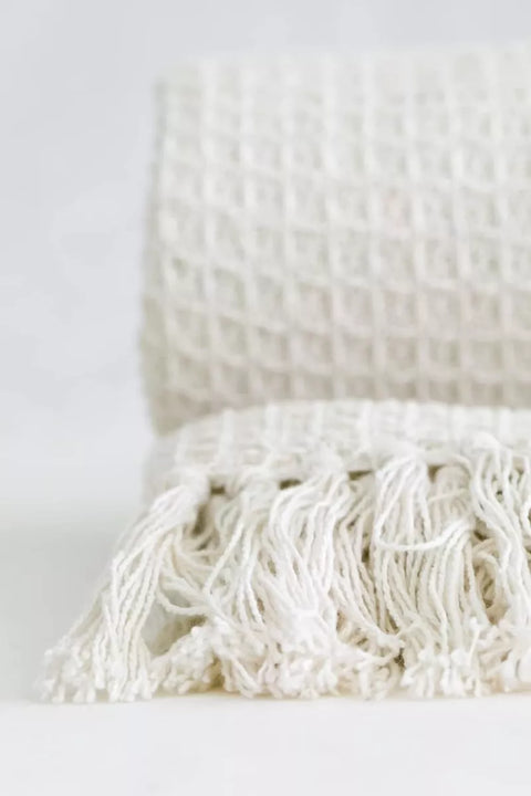 Honeycomb Ivory Throw - Cotton