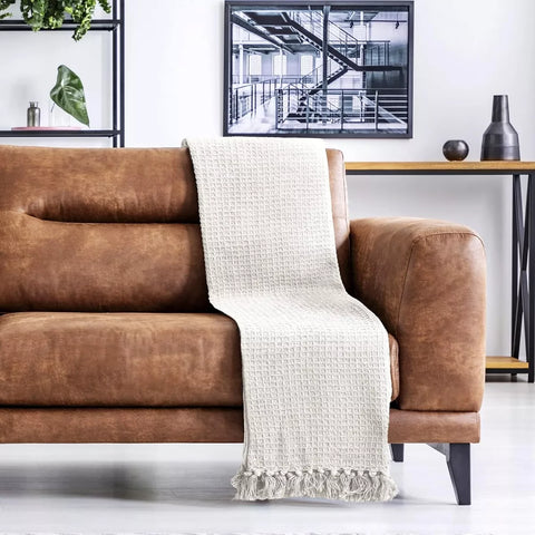 Honeycomb Ivory Throw - Cotton