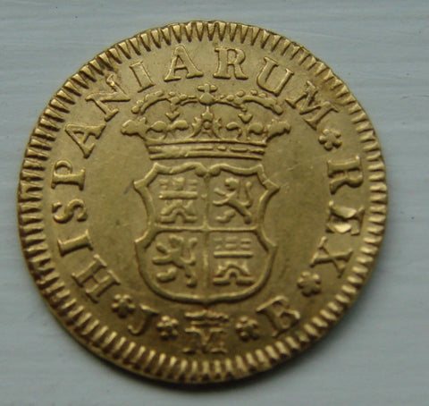 *1749 SPAIN 1/2 ESCUDO GOLD COIN KING FERDINAND VI
