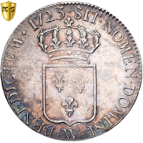 1723 Écu France Coin Louis XV Silver Lille Mint PCGS AU55 Gad