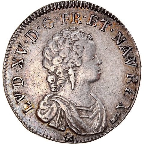 1718 1/4 Ecu Vertugadin France Louis XV of France Silver Coin