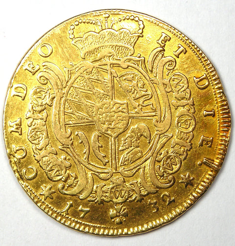 1732 Carolin Germany Württemberg Eberhard Ludwig Gold Coin