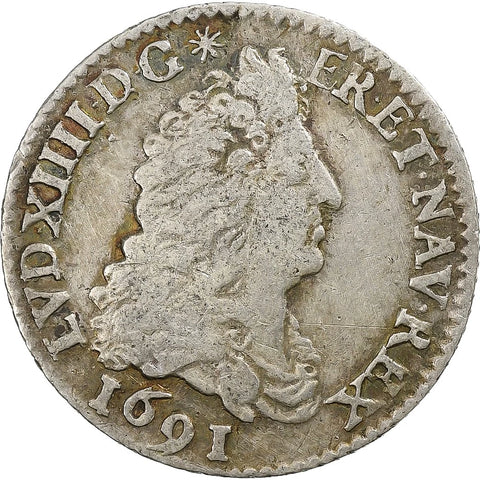 1691 1/12 Ecu aux 8 L France Louis XIV of France Silver Coin