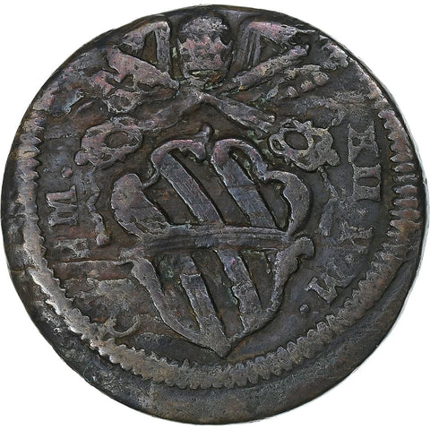 1730–1740 Quattrino Papal States Coin Clement XII Bronze Rome